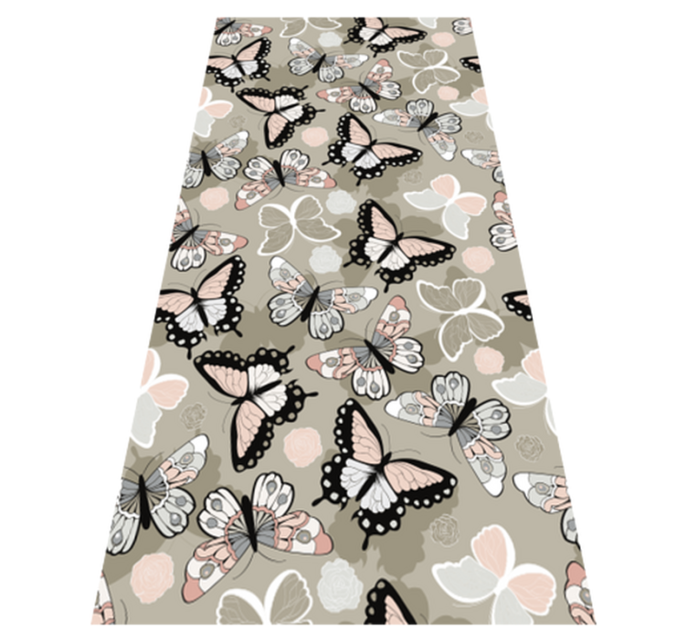 Tapis vinyle animal papillons volants beiges - TenStickers