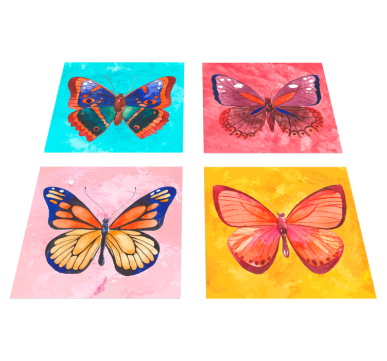 Tapis vinyle animal carreaux papillons multicolores - TenStickers