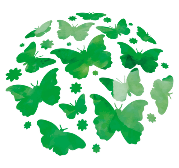 Tapis vinyle animal papillons aquarelle verts - TenStickers