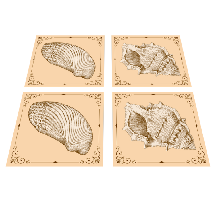 Tapis vinyle animal coquillages vintage - TenStickers