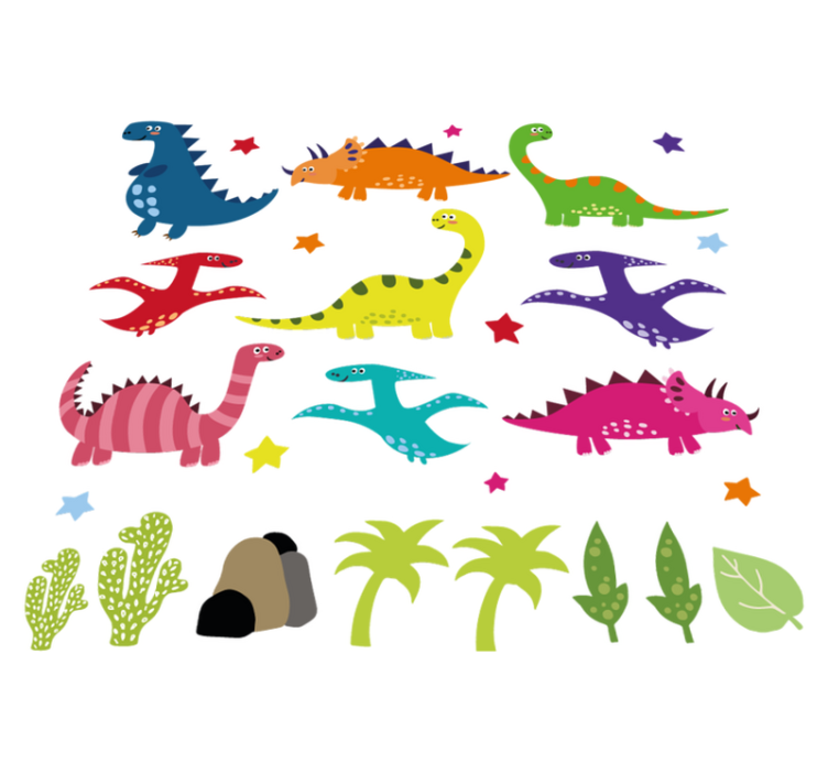 Tapis vinyle animal dinosaure coloré nordique - TenStickers