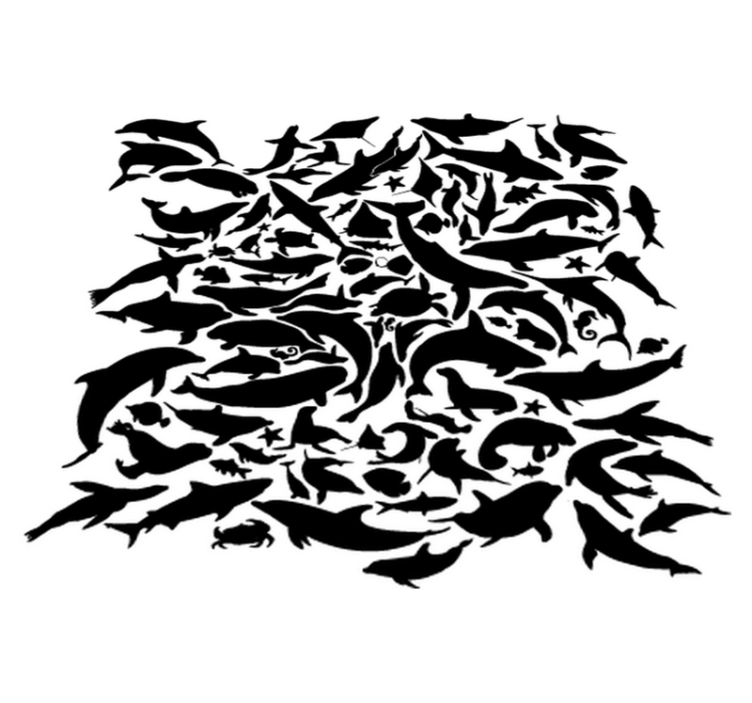 Tapis vinyle animal animaux marins noirs - TenStickers