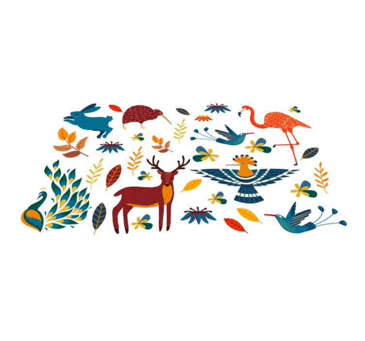 Tapis vinyle animal style tengango animaux plantes - TenStickers