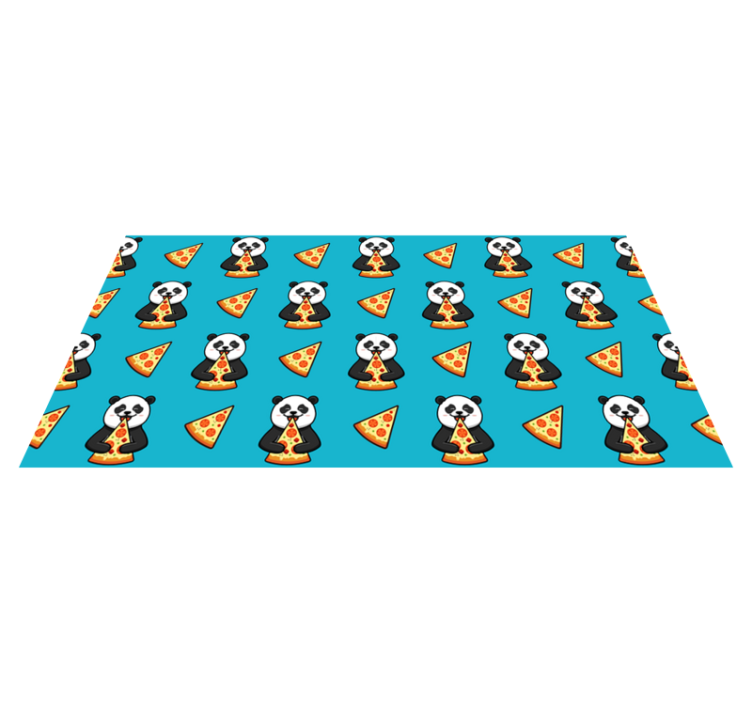 Tapis vinyle animal panda mangeant une pizza - TenStickers