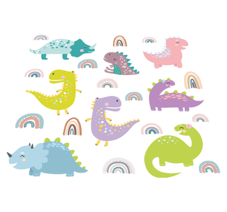 Tapis vinyle animal dinosaures nordiques avec arc-en-ciel - TenStickers