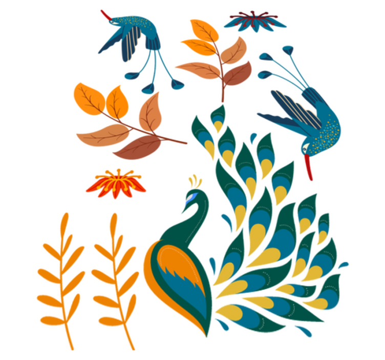 Tapis vinyle animal style oiseaux et plantes - TenStickers
