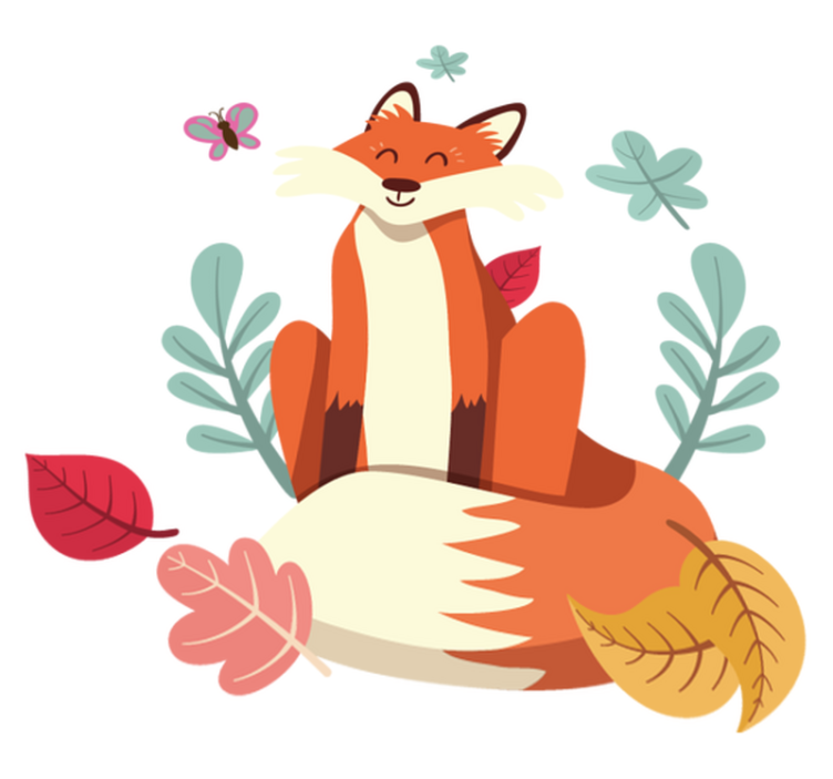 Tapis vinyle animal renard avec feuilles d'automne - TenStickers