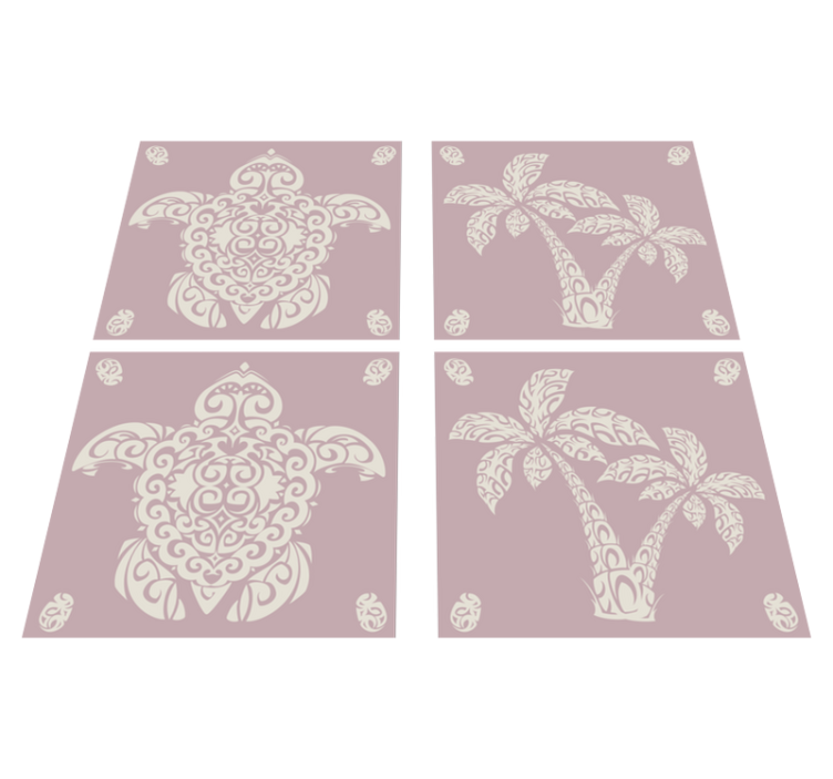 Tapis vinyle animal motif tortue et palmier hawaïen - TenStickers