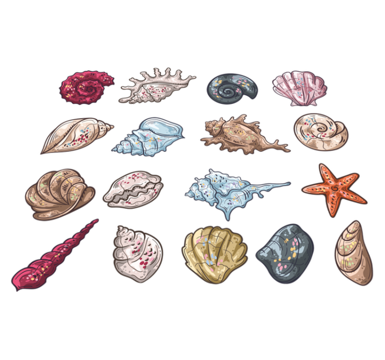 Tapis vinyle animal esquisses de coquillages - TenStickers