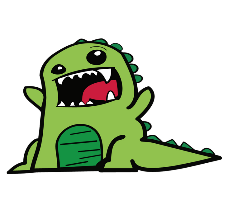 Tapis vinyle animal doodle dinosaure vert effrayant - TenStickers