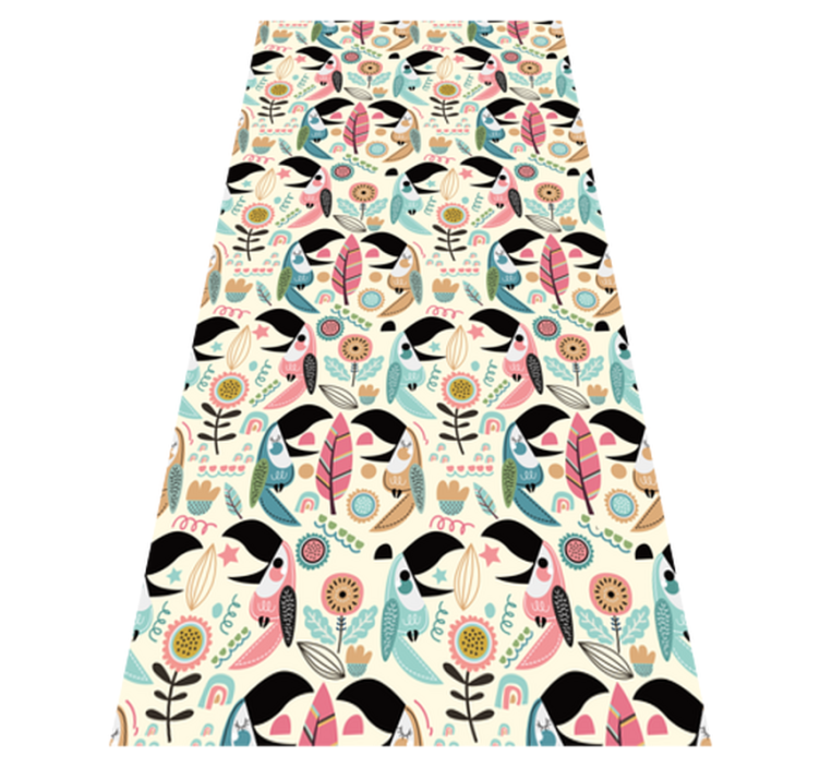 Tapis vinyle animal feuillage pastel nordique bleu - TenStickers