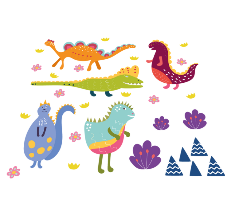 Tapis vinyle animal dinosaure nordique peint à la main - TenStickers