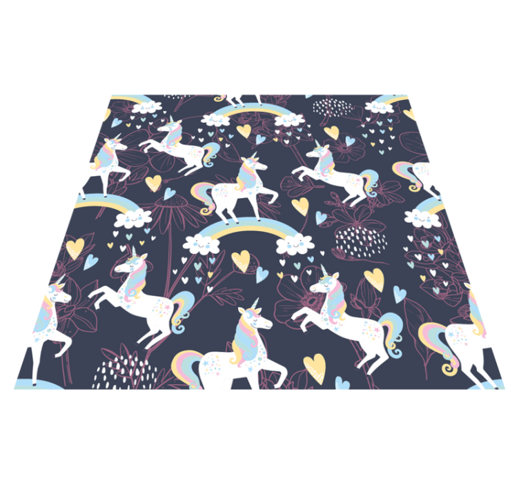 Tapis vinyle animal licornes roses fleurs - TenStickers