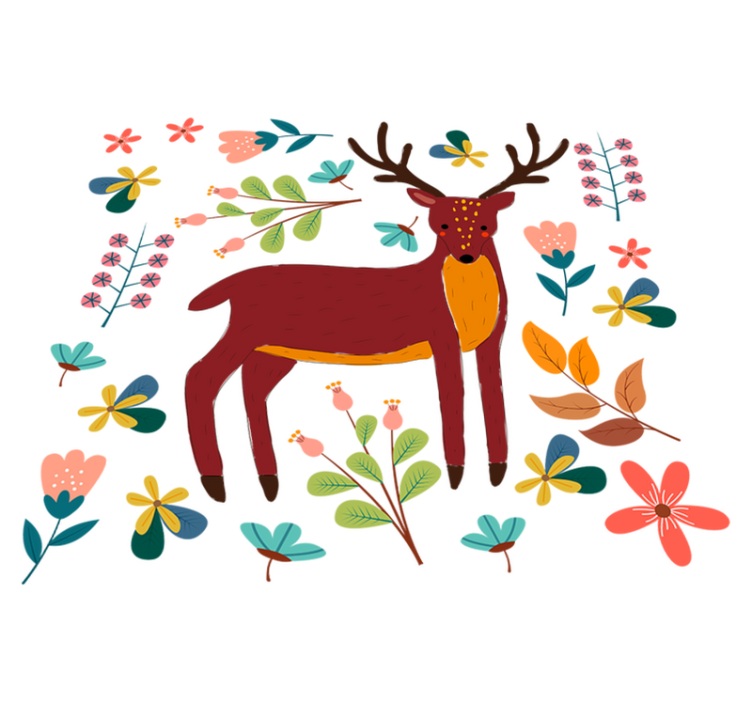Tapis vinyle animal illustration de cerf fantaisiste - TenStickers