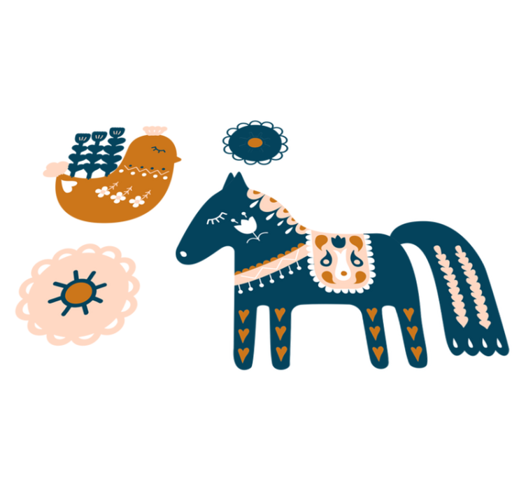 Tapis vinyle animal coloré folklorique - TenStickers