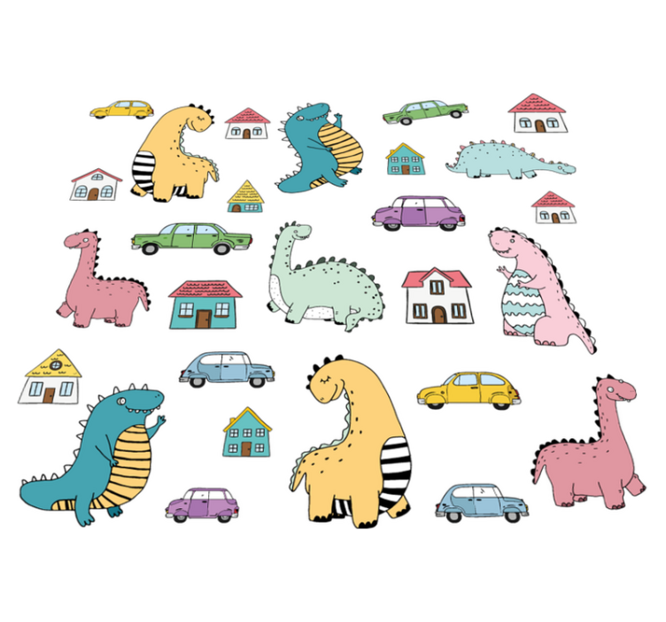 Tapis vinyle animal figures de dinosaures colorées - TenStickers