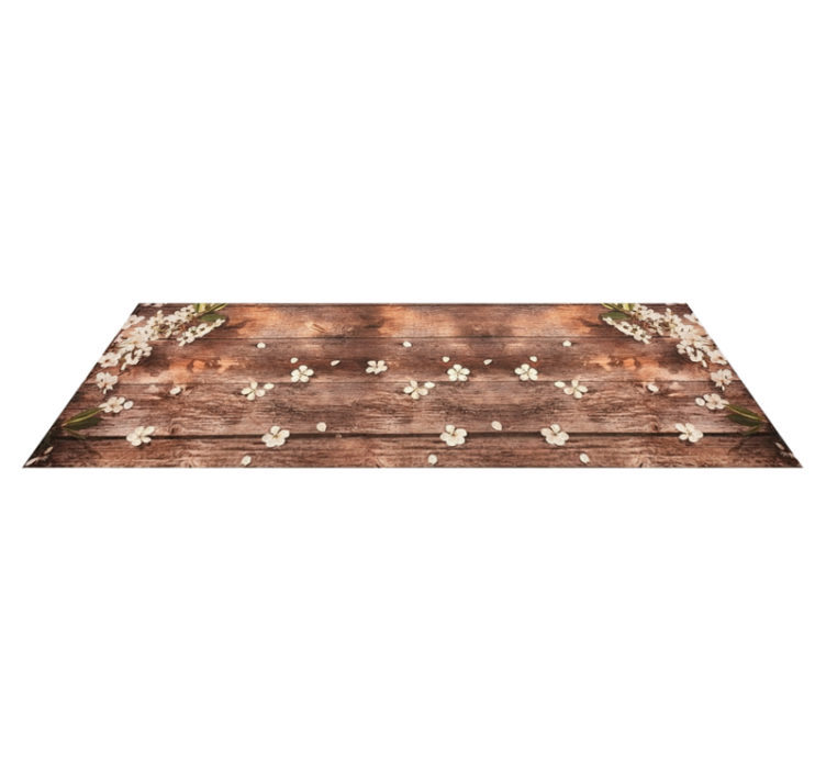 Tapis vinyle cuisine motifs floraux en bois - TenStickers