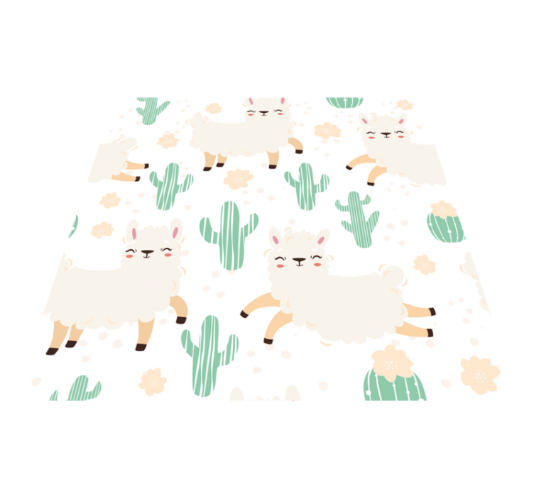 Tapis vinyle animal llamas mignons et cactus - TenStickers