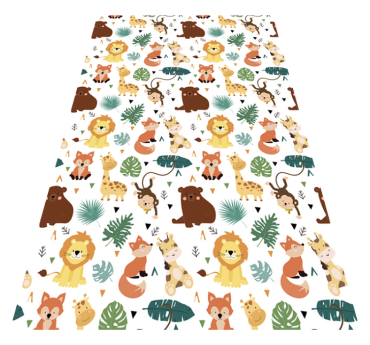 Tapis vinyle animal animaux sauvages et feuillages - TenStickers