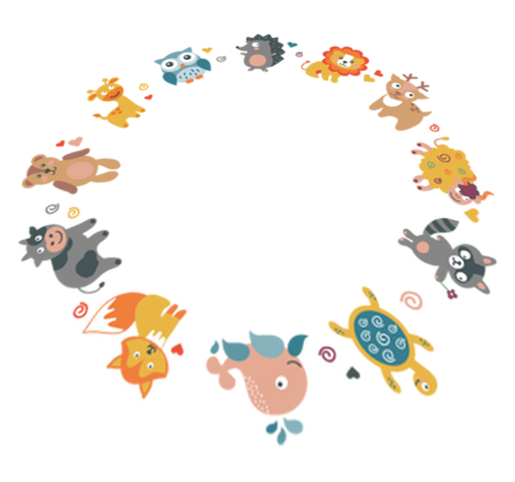 Tapis vinyle animal bébés animaux en cercle - TenStickers