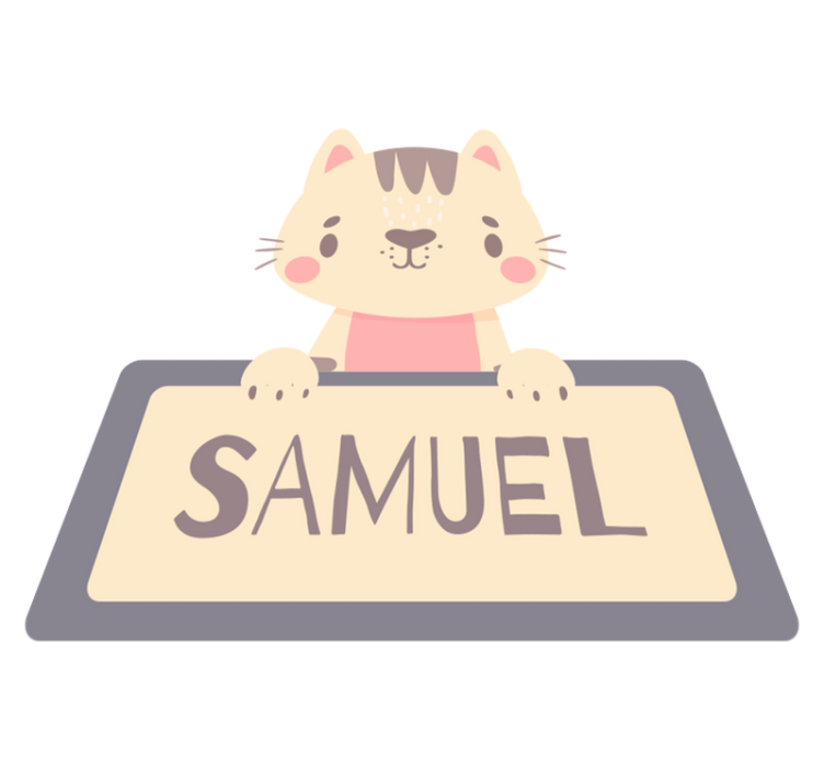 Tapis vinyle animal étiquette de chat avec nom - TenStickers
