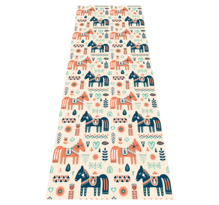 Tapis vinyle animal feuillage nordique et chevaux - TenStickers