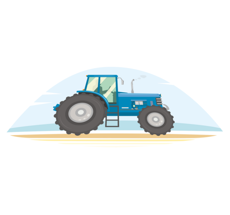 Tapis vinyle animal illustration de tracteur bleu - TenStickers