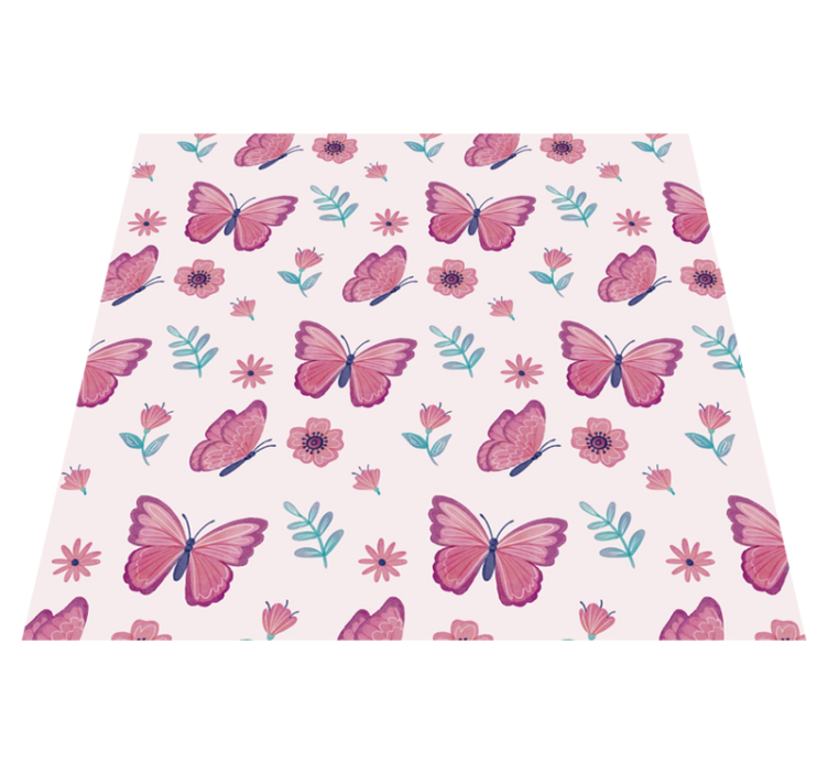 Tapis vinyle animal composition de fleurs papillon - TenStickers