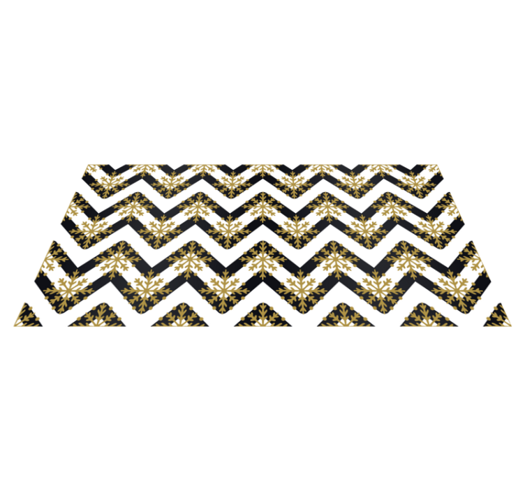 Tapis vinyle noël flocons dorés sur rayures zigzag - TenStickers