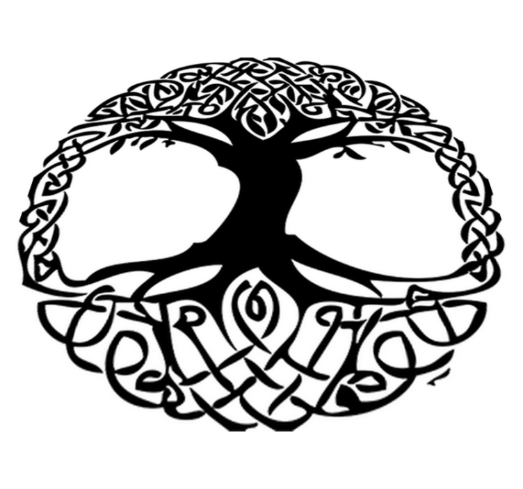 Tapis vinyle fleurs et plantes arbre noir celta - TenStickers