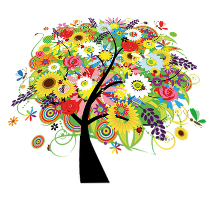 Tapis vinyle fleurs et plantes arbre d'été - TenStickers