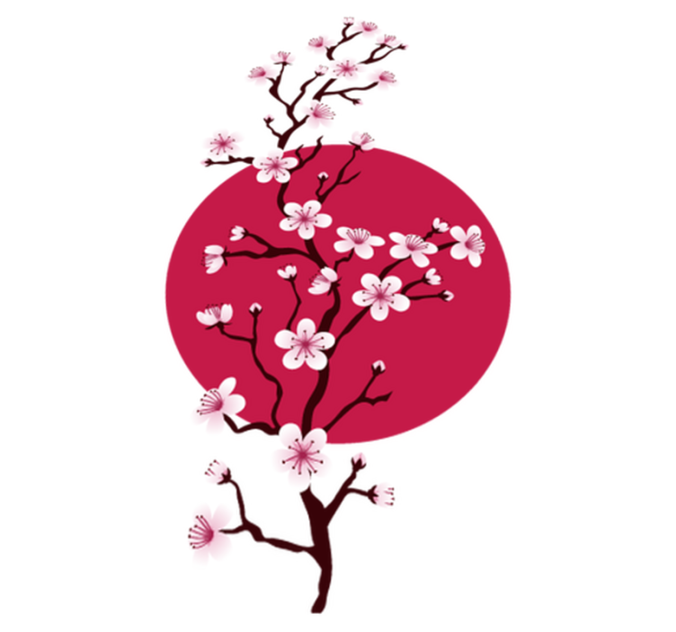 Tapis vinyle fleurs et plantes branches de cerisier japonais - TenStickers