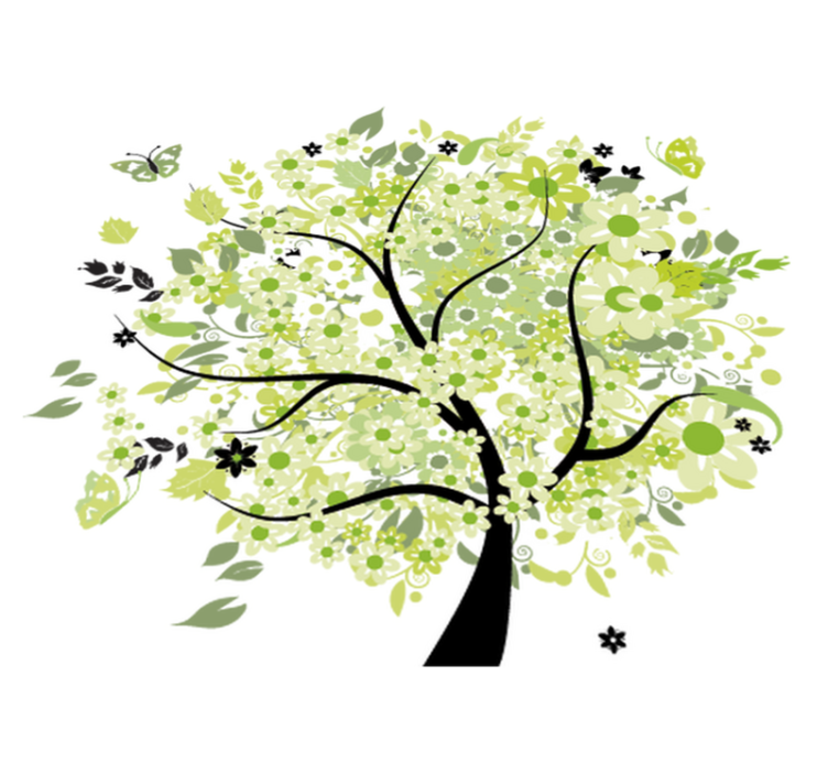 Tapis vinyle fleurs et plantes arbre vert printanier - TenStickers