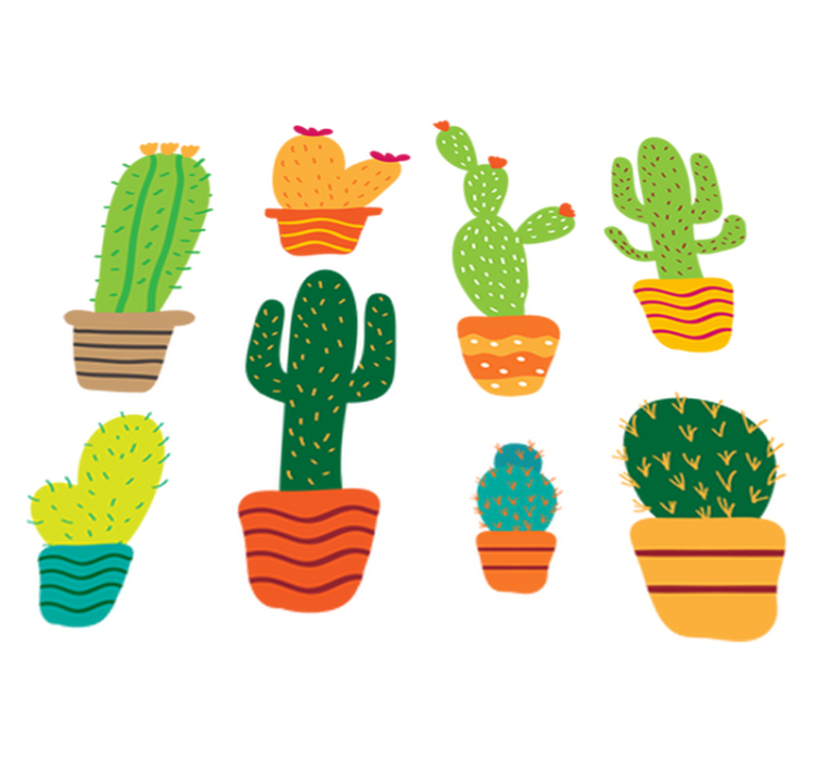 Tapis vinyle fleurs et plantes pack cactus colorés - TenStickers