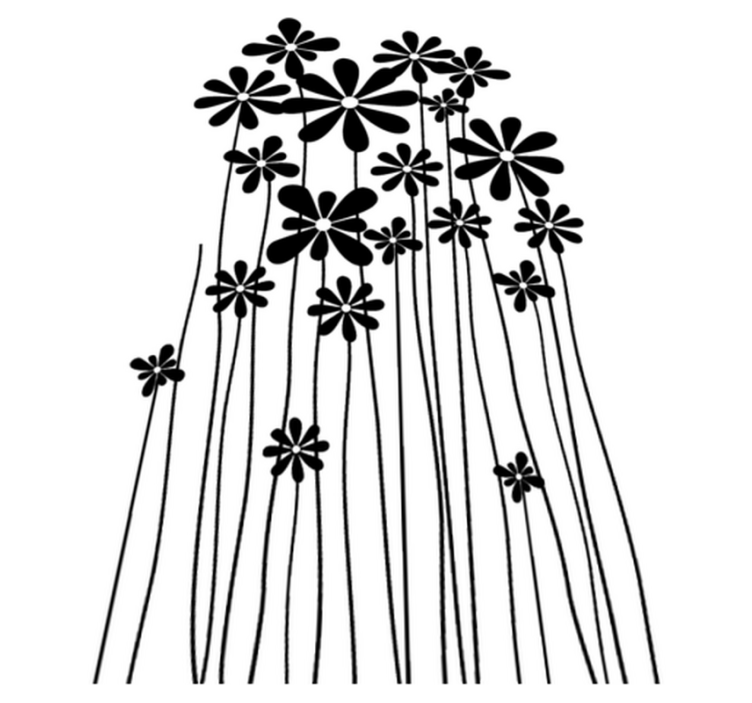 Tapis vinyle fleurs et plantes grandes fleurs noires - TenStickers