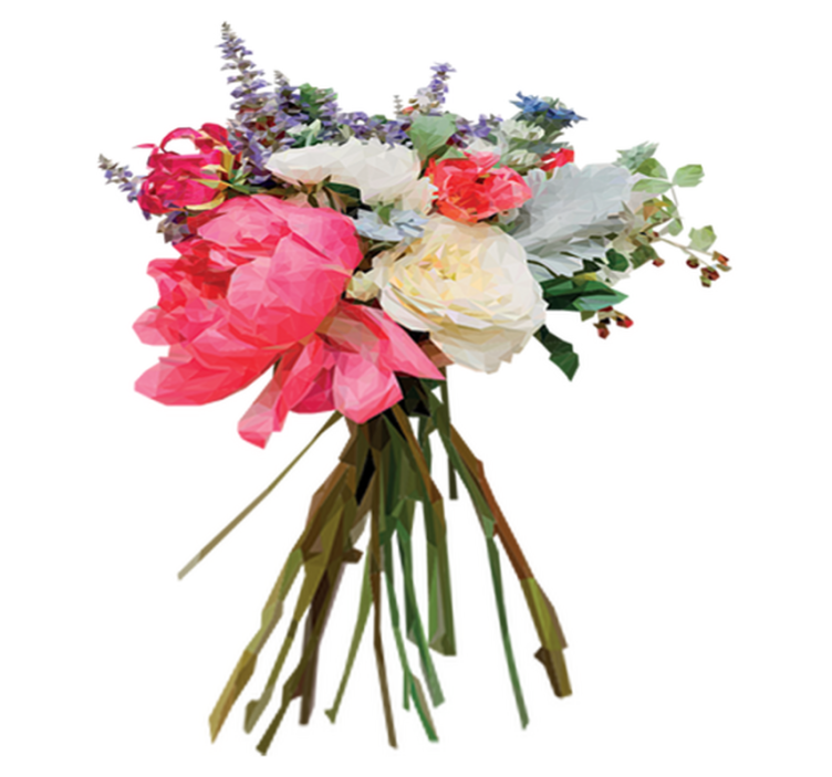 Tapis vinyle fleurs et plantes bouquet géométrique - TenStickers