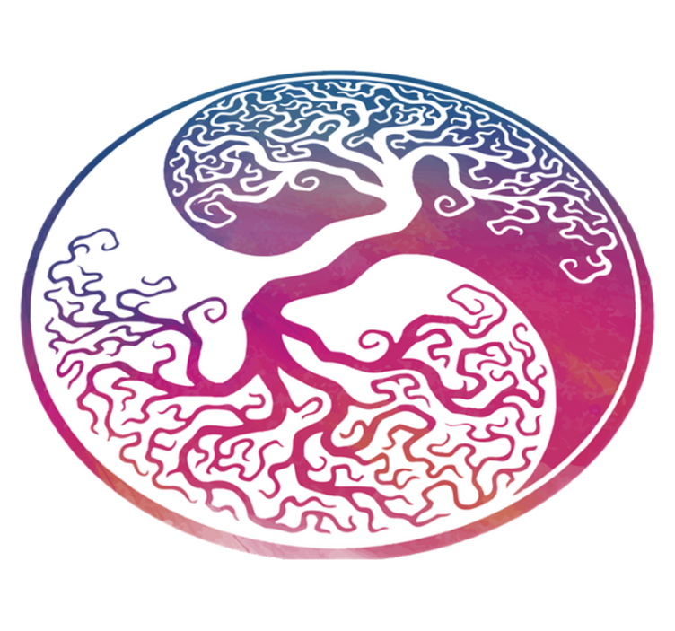 Tapis vinyle fleurs et plantes arbre de vie yin yang - TenStickers