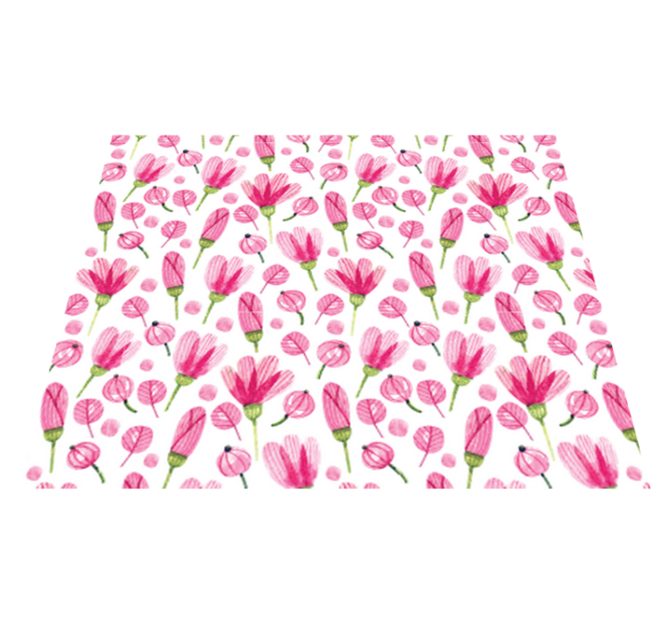 Tapis vinyle fleurs et plantes fleurs aquarelle roses - TenStickers