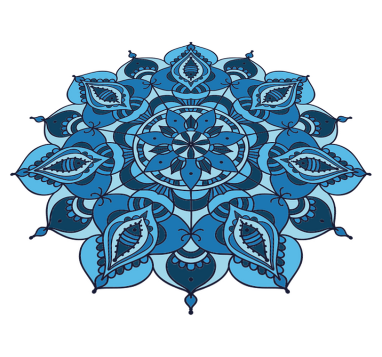 Tapis vinyle fleurs et plantes mandala bleu lotus - TenStickers