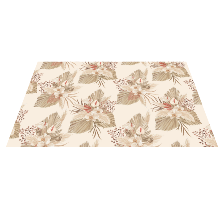 Tapis vinyle fleurs et plantes fleurs séchées beiges - TenStickers