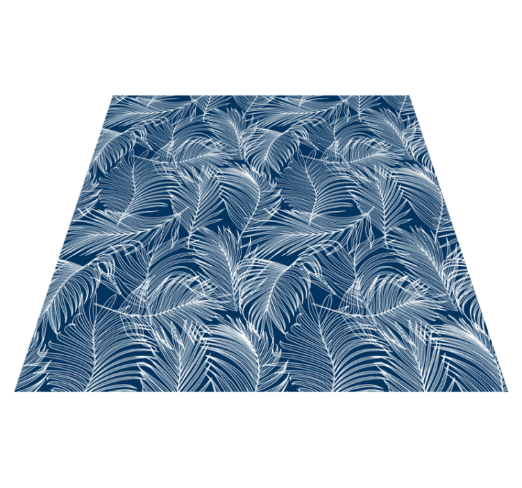 Tapis vinyle fleurs et plantes feuilles bleues élégantes - TenStickers