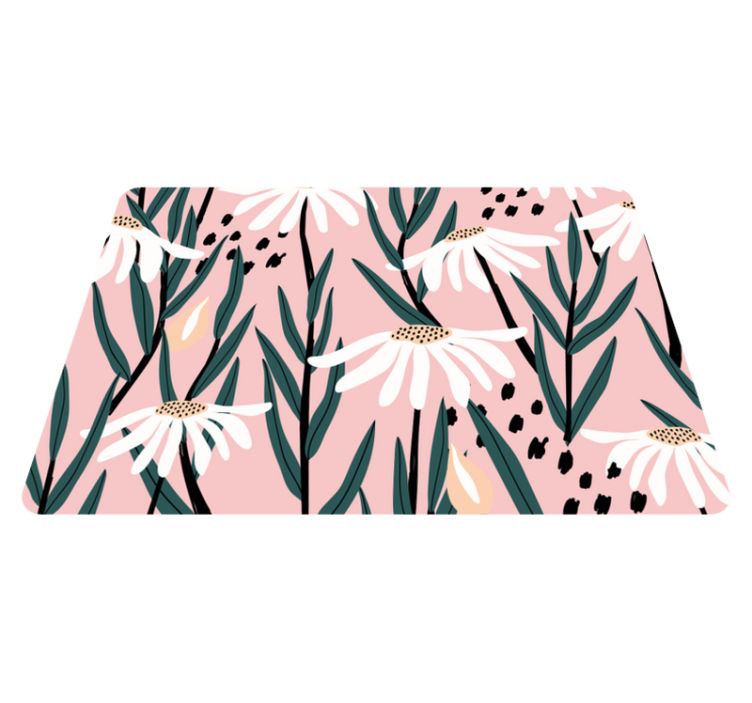 Tapis vinyle fleurs et plantes marguerites sur fond rose - TenStickers