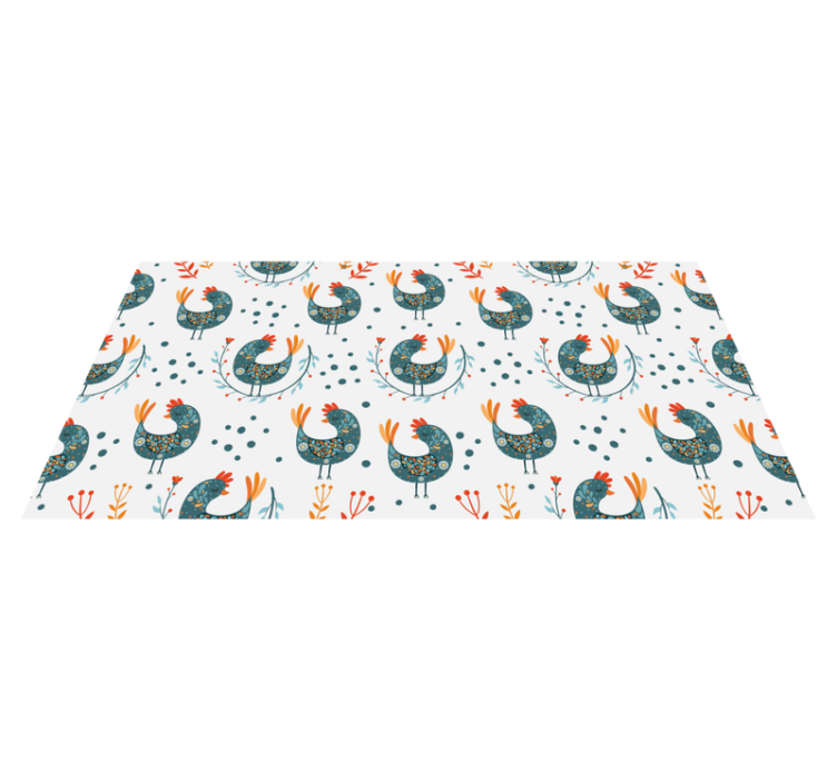 Tapis vinyle fleurs et plantes poules et fleurs - TenStickers