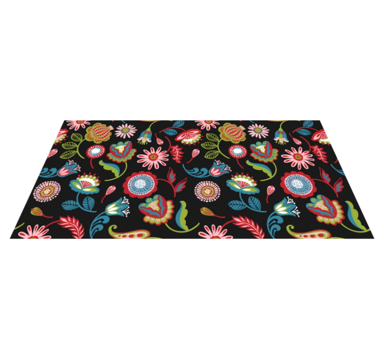 Tapis vinyle fleurs et plantes motif folklorique coloré - TenStickers