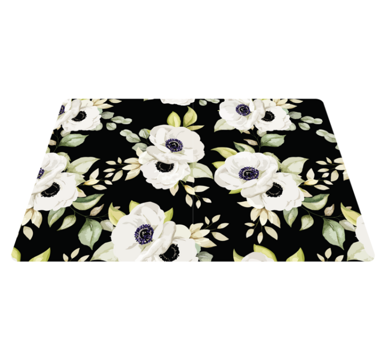 Tapis vinyle fleurs et plantes style noir élégant - TenStickers