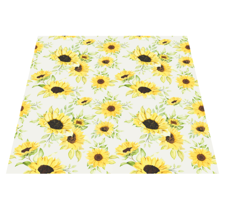 Tapis vinyle fleurs et plantes tournesols aquarelle - TenStickers