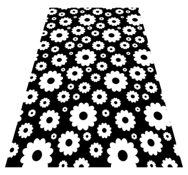 Tapis vinyle fleurs et plantes marguerites noir et blanc - TenStickers