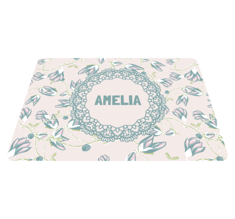 Tapis vinyle fleurs et plantes feuilles et nom - TenStickers