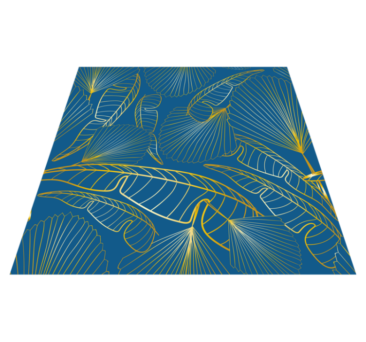 Tapis vinyle fleurs et plantes feuilles dorées - TenStickers