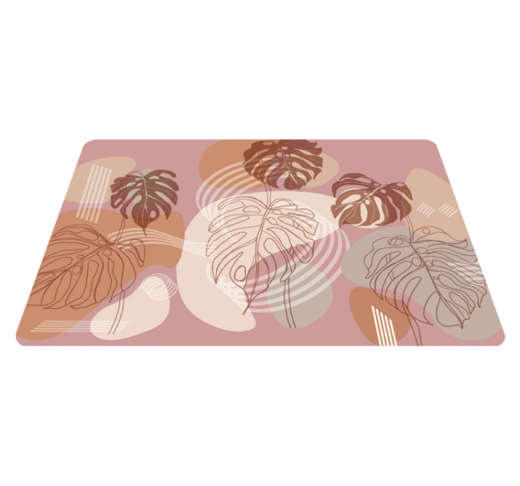Tapis vinyle fleurs et plantes croquis de feuilles - TenStickers